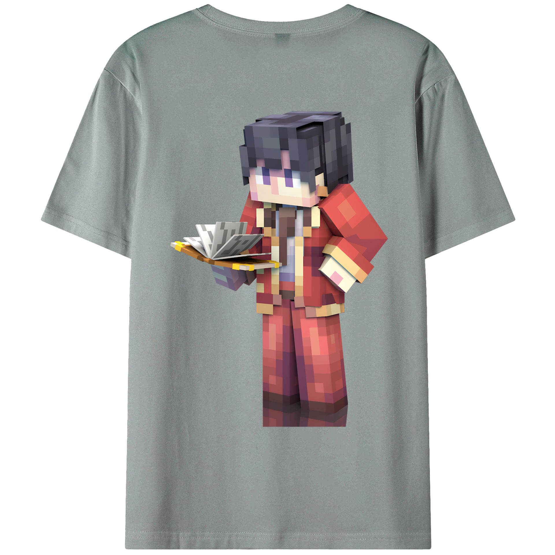 （画像用） マインクラフト ブロックの世界 Minecraft MC Block world 綿100％ メンズ半袖Tシャツ（バックプリント） 通気性